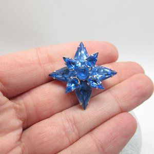 Vintage blue rhinestone brooch